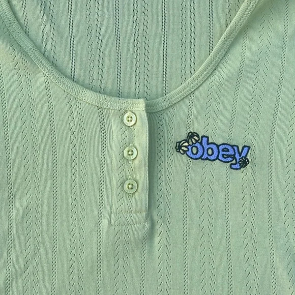 NWT OBEY Alina Pointelle Top, Size L Color Lime Urban Outfitters - Picture 12 of 16